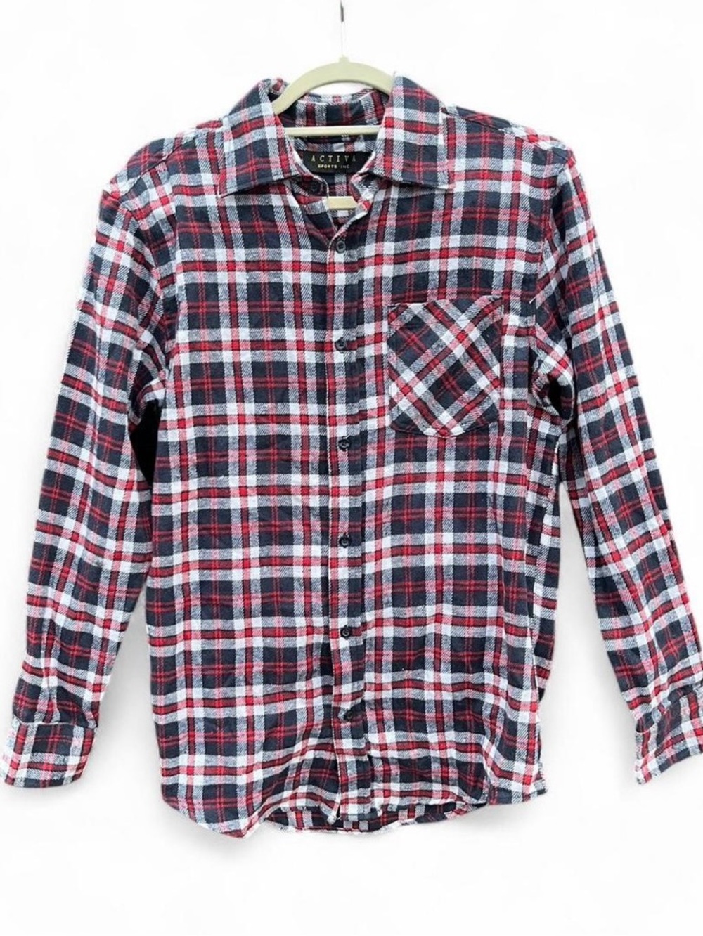 Ativa Men’s Red, Navy & White Plaid Button-Up Shirt